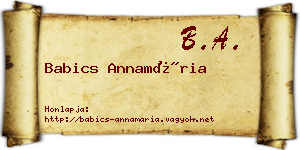 Babics Annamária névjegykártya